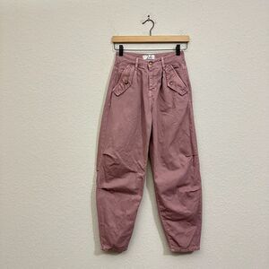 WE THE FREE PEOPLE Laredo Pleated Pants Mauve Loose Carrot Relaxed Y2K